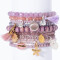 Lumisha: Armband mauve 5mm Glas-Muschel gold-Schiebev.