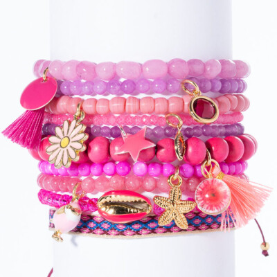 Lumisha Armband pink 4mm flieder-Muschel gold