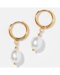 Lumisha: Creolen Ohrringe gold mit Perle Aleja