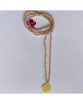 Lumisha: Halskette Glasschliffperlen camel gold