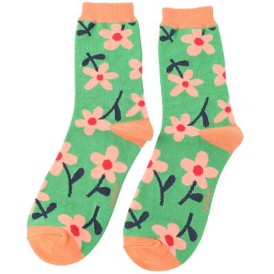 Miss Sparrow: Bambus Socken Flowers green