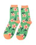 Miss Sparrow: Bambus Socken Flowers green