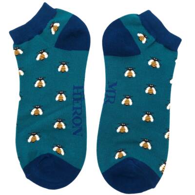 Mr Heron: Bambus Sneaker Socken Herren Bienen petrol