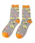 Mr Sparrow: Bambus Socken Herren Baufahrzeuge grau