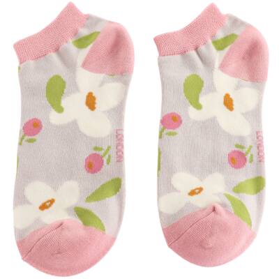 Miss Sparrow: Bambus Sneaker Socken Daisies silver