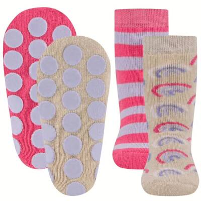 Stoppersocken ABS Sohle Regenbogen pink 23-26 2Paar