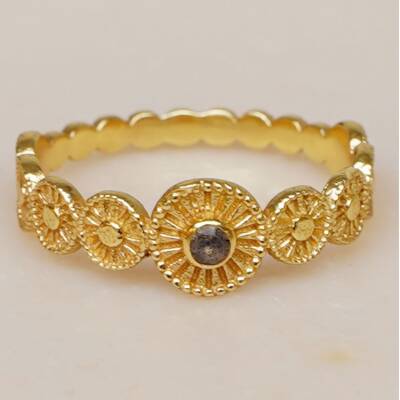 Muja Juma: Ring gold Wheels+2mm Labradorit