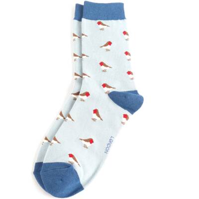 Miss Sparrow: Bambus Socken Damen Rotkelchen hellblau
