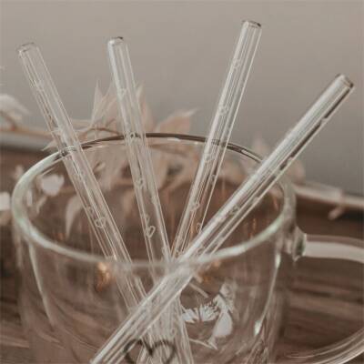 Glasstrohhalm 13cm Herzen von Eulenschnitt 4er Set