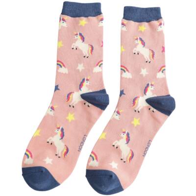 Miss Sparrow: Bambus Socken Unicorn rosa