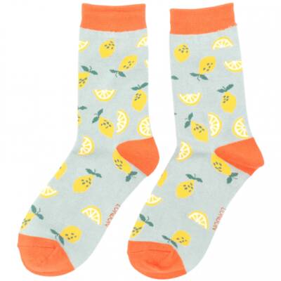 Miss Sparrow: Bambus Socken Damen Lemons hellblau