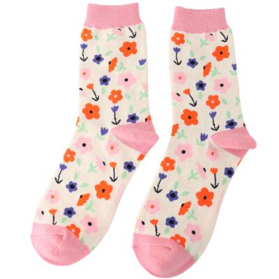 Miss Sparrow Bambus Socken Damen Little Flower cream