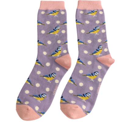 Miss Sparrow: Bambus Socken Damen Blaumeisen lila