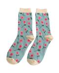 Miss Sparrow Bambus Socken Damen Petite Flowers blau