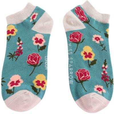 Miss Sparrow: Bambus Sneaker Socken Botany Study teal