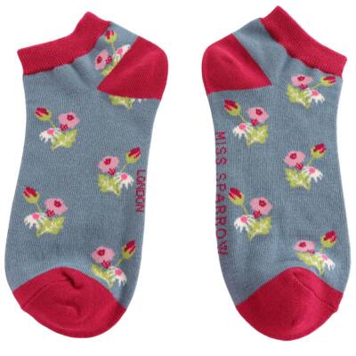 Miss Sparrow: Bambus Sneaker Socken Mini Floral denim
