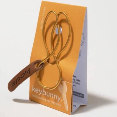 Keybunny Schlüsselring gold mit Halteclip Hase