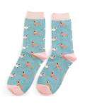 Miss Sparrow: Bambus Socken Damen Dackel-Motiv blau