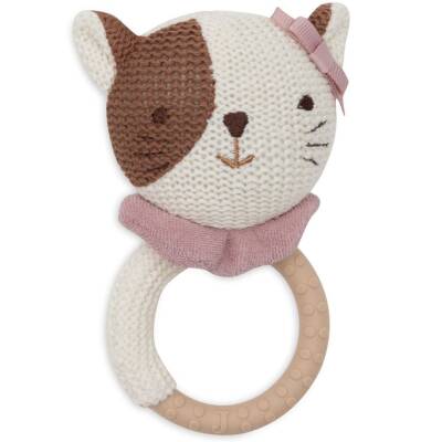 Beißring Silikon mit Rassel Katze Jill Jollein