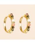 Muja Juma: Ohrringe Creolen 20mm yellow opal mix