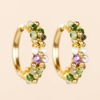 Muja Juma: Ohrringe Creolen 20mm Amethyst mixed