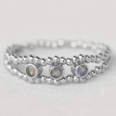 Muja Juma: Ring silber Triple and Wave Labradorit