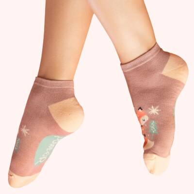 Powder: Bambus Socken Sneaker Damen Fuchs Mocca
