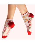 Powder: Bambus Socken Sneaker Damen Blumen creme