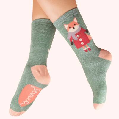 Powder: Bambus Socken Damen Cosy Fuchs Glitter