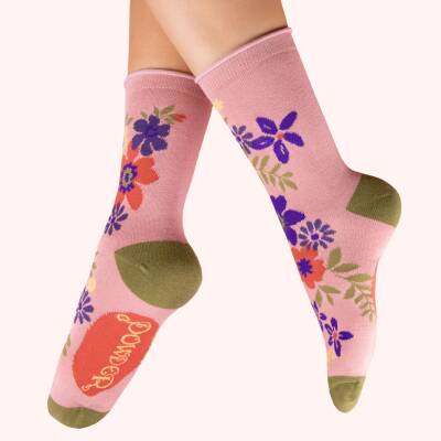 Powder: Bambus Socken Damen Floral Spray Candy