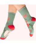 Powder: Bambus Socken Damen Floral Spray Oliv