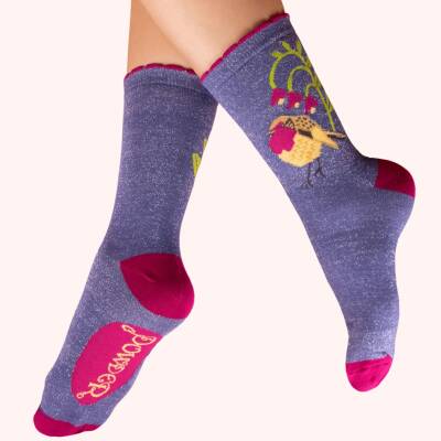 Powder: Bambus Socken Damen Cosy Vogel Glitter