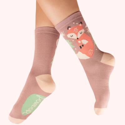Powder: Bambus Socken Damen Fuchs Mocca