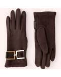 Powder: Handschuhe dunkelbraun Velourlederimitat Dana
