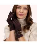 Powder: Handschuhe dunkelbraun Velourlederimitat Dana