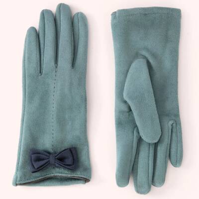 Powder: Handschuhe eisblau Velourlederimitat Adalyn