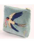 Powder: Kosmetiktasche bestickt Schwalbe 18x14cm