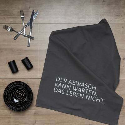 17;30: Geschirrtuch grau Der Abwasch kann warten