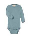 Engel: Baby-Body Wolle Seide Langarm bergblau