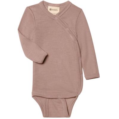 Engel: Baby-Wickelbody Wolle Seide Langarm dustyrose