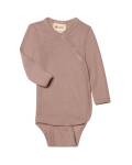 Engel: Baby-Wickelbody Wolle Seide Langarm dustyrose