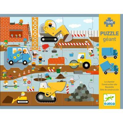 Djeco: Puzzle ab 3 Jahre Baustelle 12+5 Teile