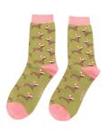 Miss Sparrow: Bambus Socken Damen Dackel-Santa oliv