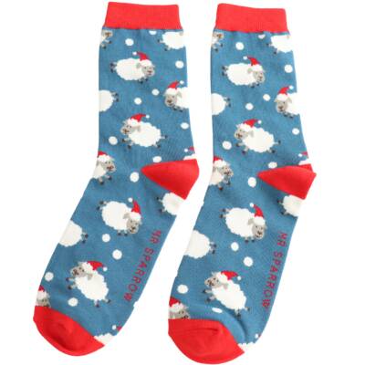 Bambus Socken Herren Santa Sheep blau