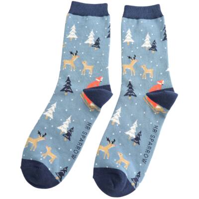 Bambus Socken Herren Festliche Füchse blau