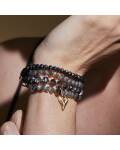 The Moshi: Armband elastisch grau Herz gold 4reihig