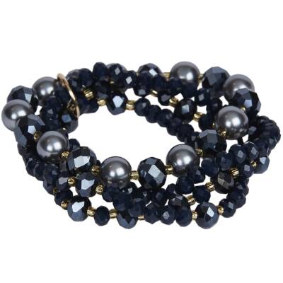 The Moshi: Armband elastisch dunkelblau gold 4reihig