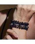 The Moshi: Armband elastisch dunkelblau gold 4reihig