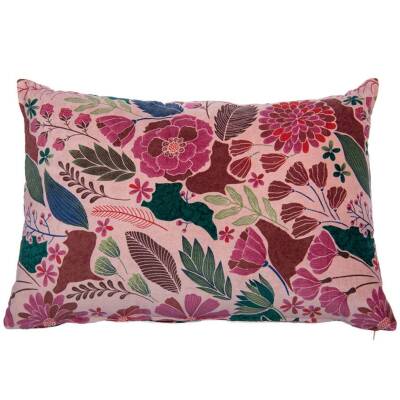 Imbarro: Kissen Samt 40x60cm Blumen Maye Pink