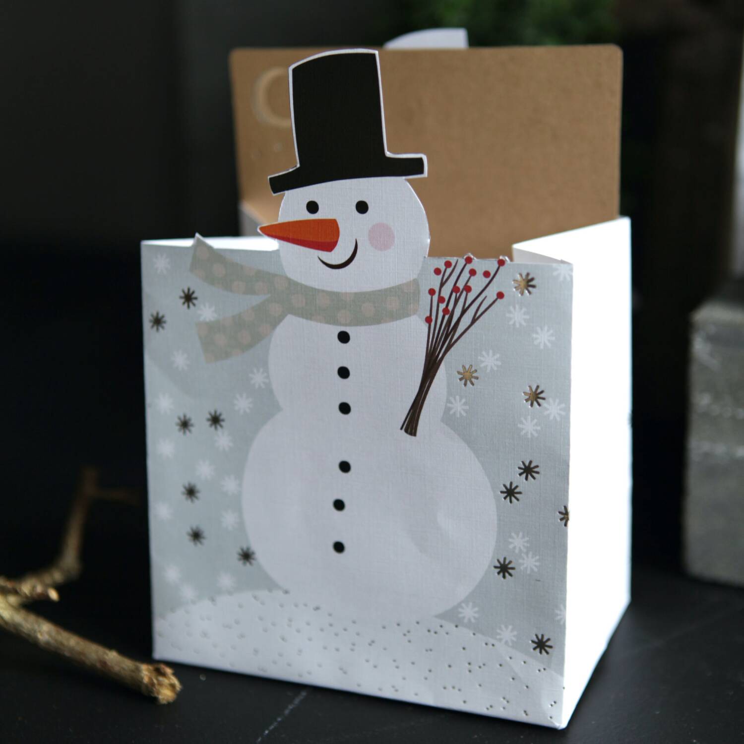 Papier-Wimpelkette „Schneemann Und Der Schneehund“ – Weihnachtliche Deko, 1 Stück